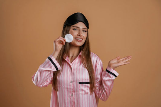 Girl doing night skin care routine