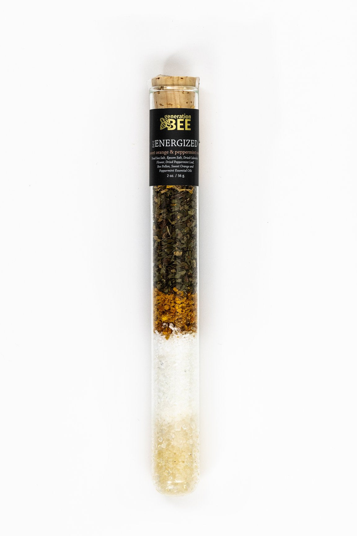 A clear glass vial labeled 'Generation BEE'
