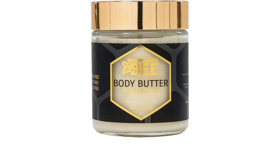 Natural body butter jar with Generation BEE logo